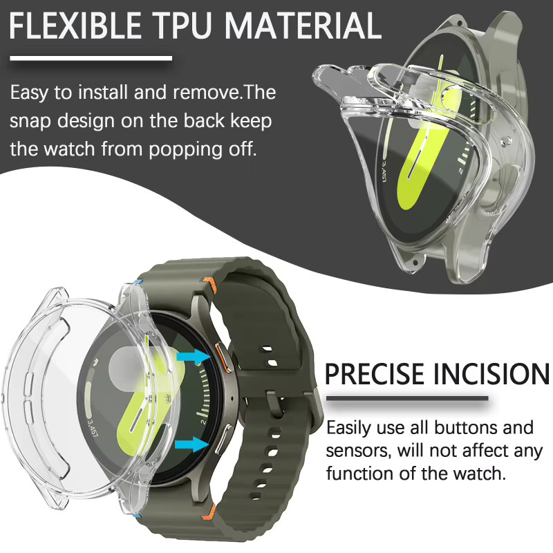 5 Stück TPU-Hülle für Samsung Galaxy Watch 7-6-5-4-FE, 40 mm, 44 mm, transparent - Bild 5