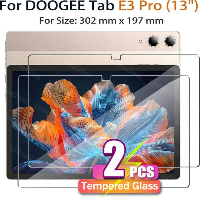 DOOGEE Tab E3 Pro (13") Displayschutzfolie aus gehärtetem Glas, 9H kratzfest, transparent, HD klar und blasenfrei - Bild 1