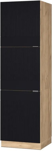 Vicco Vorratsschrank Fame-Line Eiche Schwarz gestreift mit 3 Türen und Soft-Close-Funktion B: 60 cm, H: 206 cm, T: 64,03 cm - Bild 2