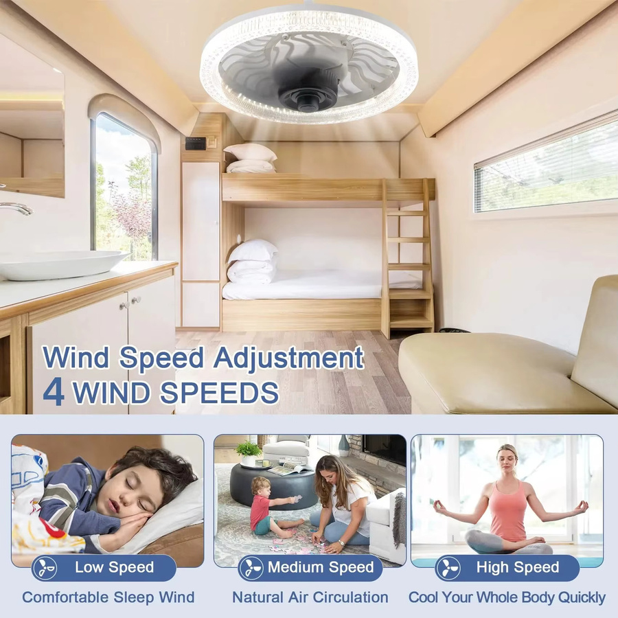 IRALAN 2-in-1 Deckenventilator mit LED und E27-Sockel in Weiß - Bild 2