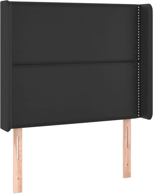 vidaXL Kopfteil mit Ohren in Schwarz aus Kunstleder, B/T/H: 93 x 16 x 118/128 cm - Bild 1