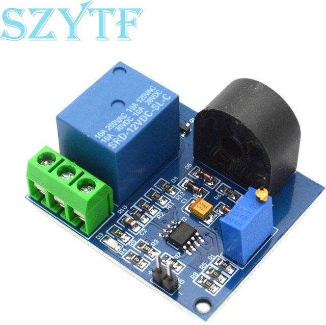 SZYTF AC-Stromerkennungssensormodul mit Relaisschutz für 5 V und 12 V, 5 A Überstromschutz, Farbe: Blau - Bild 1