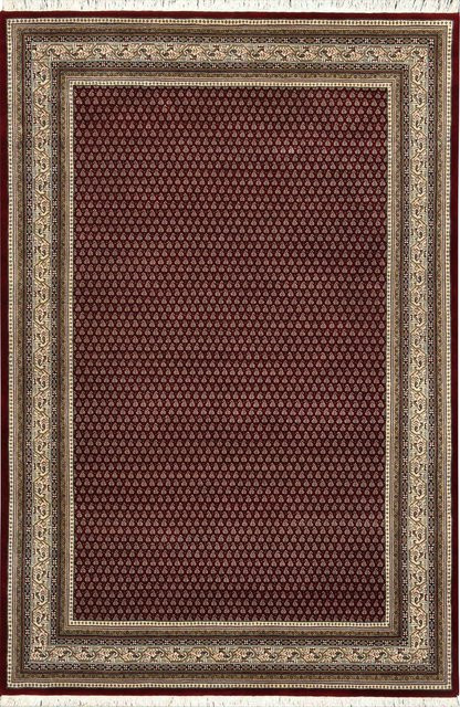 Handgeknüpfter Wollteppich theko MIR PLAIN in Rot und Beige - Bild 1