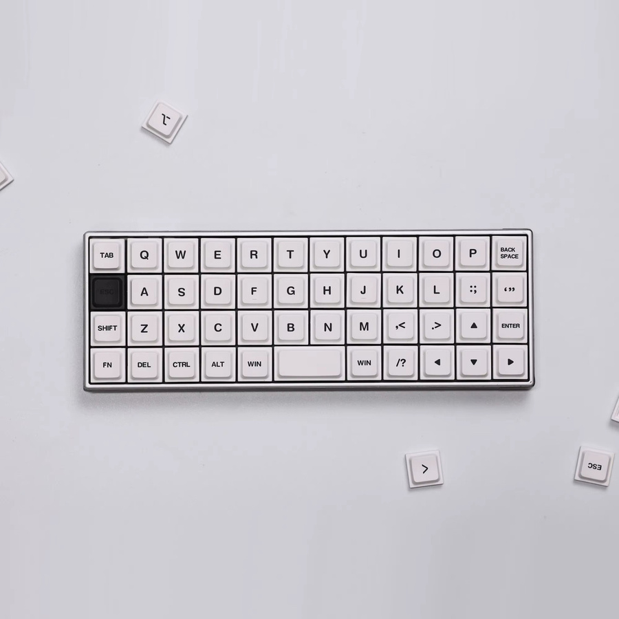 Chosfox Low-Profile PBT-Tastenkappen in Weiß für Kailh 1353 und Cross-Core mechanische Tastaturen, 52 Tasten, LAK-Design - Bild 1