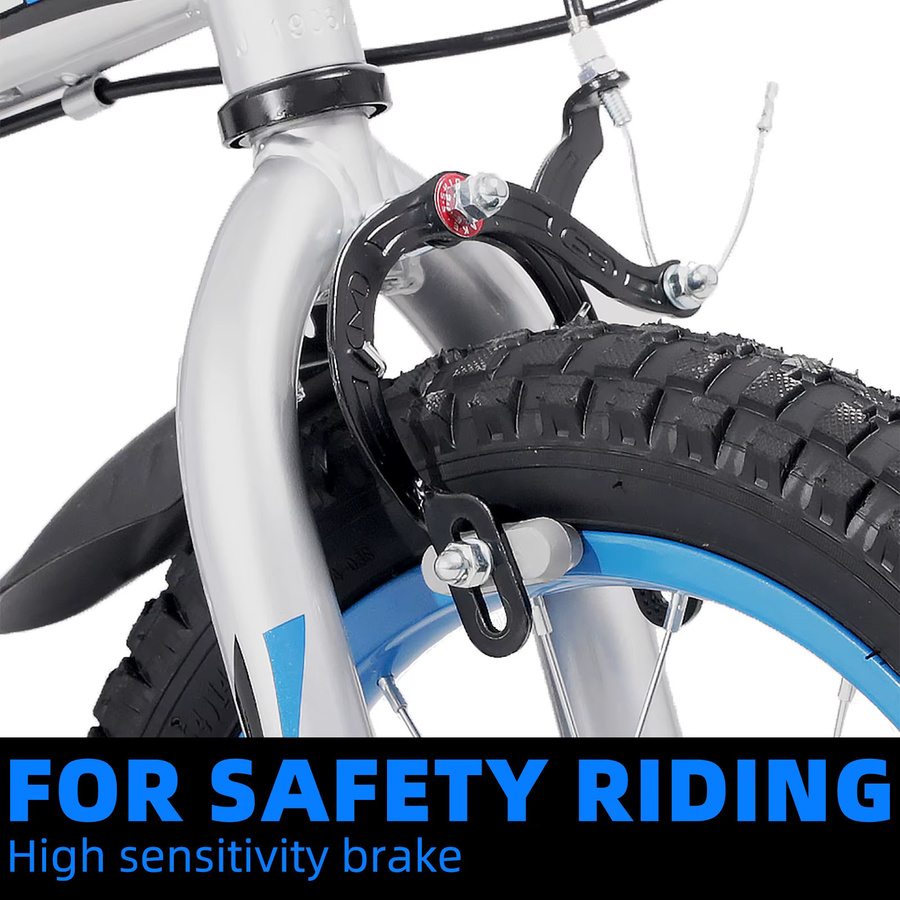 HILAND Knight Kinderfahrrad, 12-Zoll, mit Trainingseiten, Klingeln, Handbrake, Silver, ab 2 Jahren - Bild 4