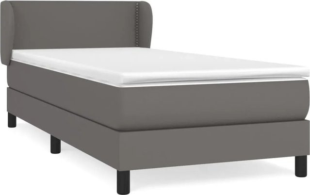 vidaXL Boxspringbett Hybrid mit Matratze und Taschenfederkern in Grau aus Kunstleder, B/T/H: 100 x 200 x 103 cm - Bild 1