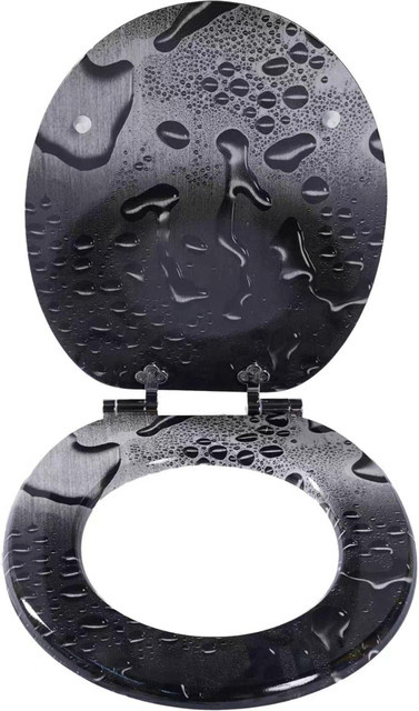 SAINOS WC Deckel mit Absenkautomatik in Schwarz aus MDF mit ovaler Form und Zinklegierungsscharnier - Bild 1