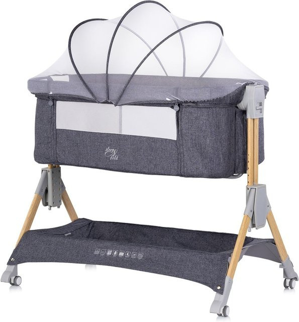Chipolino Beistellbett Sleep´n Fold mit Matratze, Wickelauflage und Schwingfunktion in Grau - Bild 1