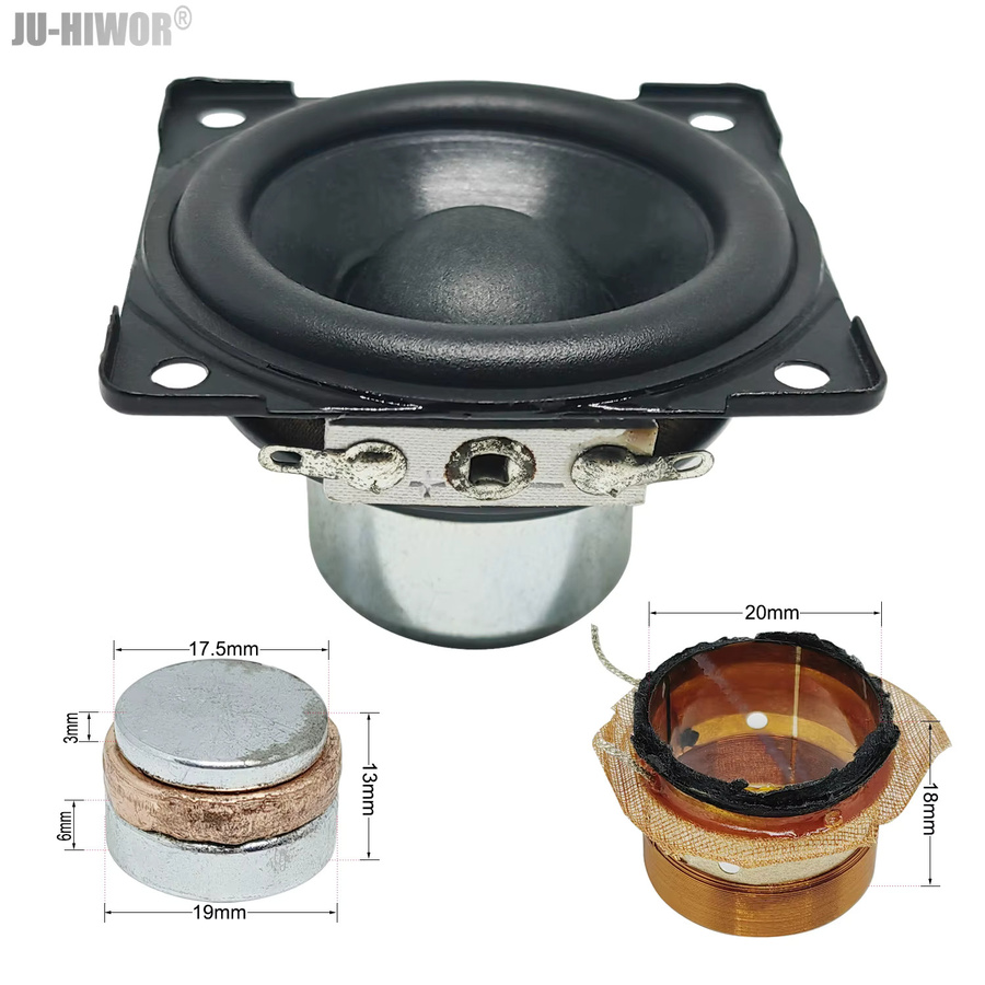 JU-HIWOR Dual Neodym Basslautsprecher Set, 2 Stück, 8 Ohm, 10 W, Schwarz, 57 mm quadratisch, 38 mm Hublänge - Bild 3