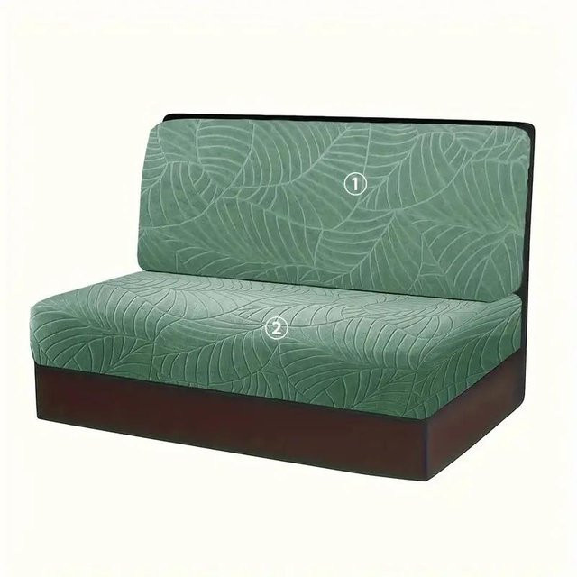 2er-Set Yiran bag Blatt-Jacquard Wohnmobil Sitzbankbezüge aus elastischem Polyester in Grün - Bild 1