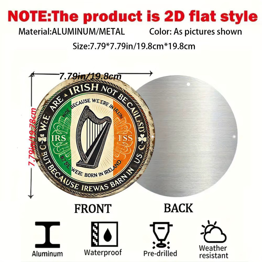 CIFBUY Irish Harp Metallschild Vintage Keltische Wanddekoration aus Blech, Rund, Mehrfarbig, Durchmesser: 20 cm - Bild 2