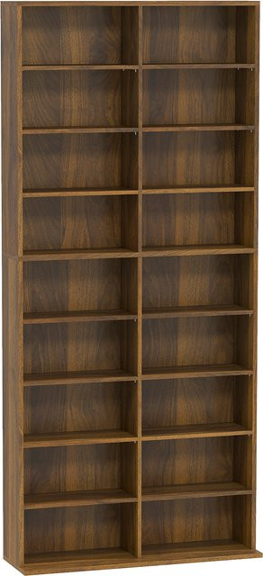 HOMCOM Multimedia-Regal zur CD- und DVD-Aufbewahrung in Dunkelbraun mit 14 verstellbaren Einlegeböden, B/T/H: 78,5 x 24 x 175 cm - Bild 1