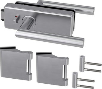 NOVADOORS Glastürbeschlagset aus Aluminium in Silber, Edelstahloptik matt - Bild 1