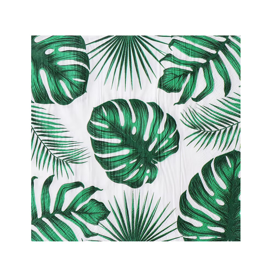 20 Stück Tropische Monstera-Blätter Gästeservietten aus Papier in Grün für Strandparty, Hawaii und BBQ - Bild 2