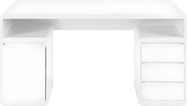 Vente-unique Schreibtisch Serguei modern in Weiß mit integriertem Schrank B: 140 cm, H: 76 cm, T: 60 cm