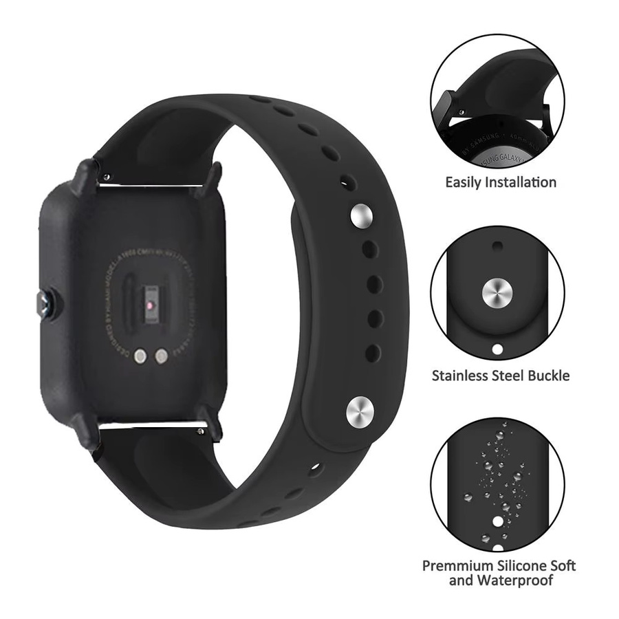 Uhrenarmband Silikon, Schwarz, Unisex, 20mm/22mm - Bild 2
