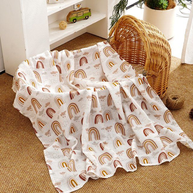 Elinfant Musselin Badetuch und Wickeltuch aus 100% Baumwolle für Neugeborene, B/B: 120 x 110 cm - Bild 1