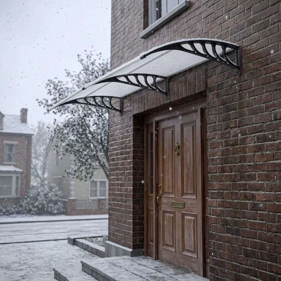 Transparentes Polycarbonat Vordach als Regenschutz und Überdachung, gebogen, Weiß, Breite: 200 cm, Tiefe: 95 cm, Höhe: 24 cm - Bild 3