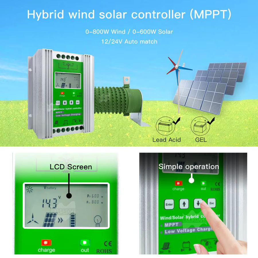 MARS ROCK Hybrid MPPT Solar Wind Laderegler 1400W für 12V 24V Systeme - Bild 3