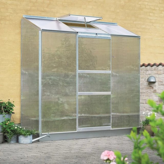 Halls Gewächshaus Altan 3 aus Aluminium in Silberfarben mit 4 mm Stegdoppelplatten, B/T: 194 x 69 cm - Bild 1