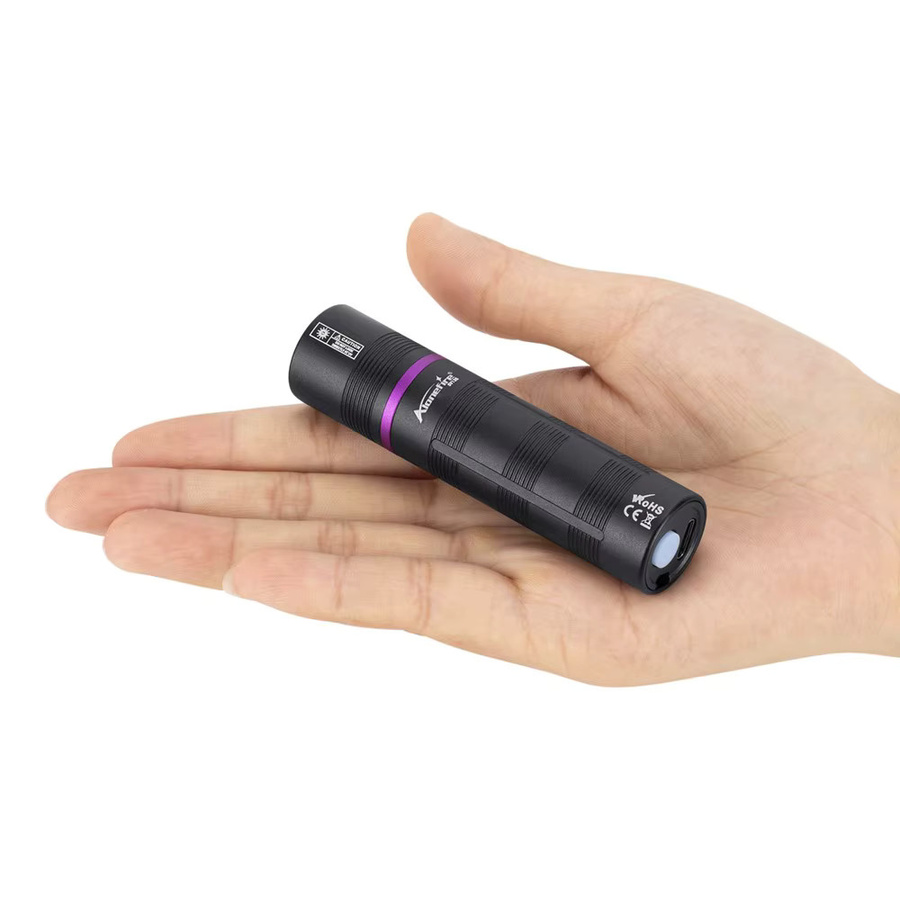 Alonefire UV-Schwarzlicht-Taschenlampe 365nm, USB-aufladbare Mini-Ultraviolett-Lampe in Schwarz - Bild 3