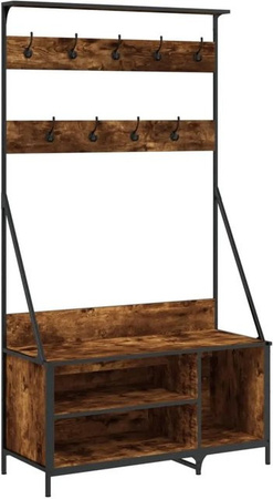 vidaXL Kleiderständer mit Schuhablage in Räuchereiche, B/T/H: 100 x 41 x 184 cm