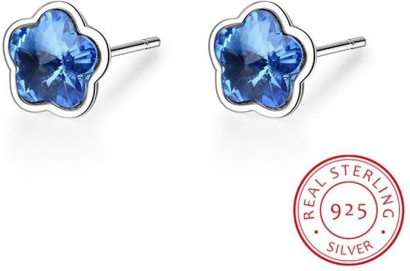 YIRAN Jewelry Ohrstecker, 925 Silber, Kristall, Blau, Damen - Bild 1