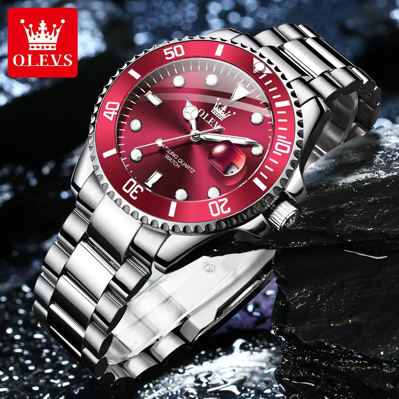 OLEVS Armbanduhr, Quarz, Edelstahl, Schwarz, Herren - Bild 3