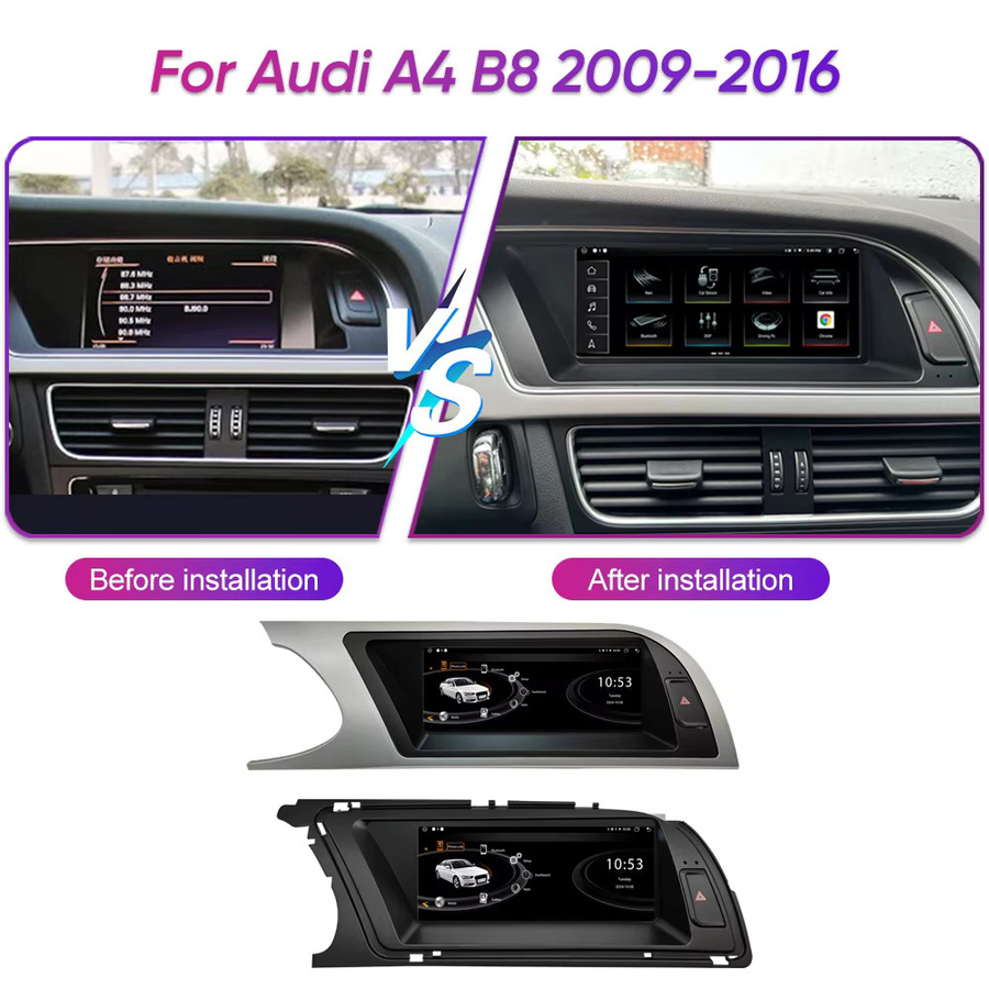 Forefeel Android 13 Auto Multimedia Radio Player für Audi A4 B8 (2009-2016), 8,8 Zoll Display, Drahtloses CarPlay, 4G, WiFi, GPS Navigation, Schwarz - Bild 3