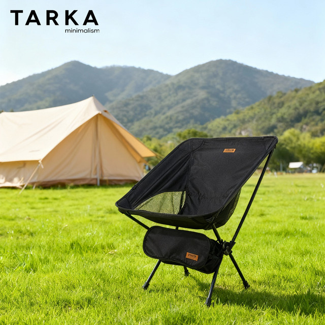 TARKA Camping-Klappstuhl Mondstuhl in Schwarz für Outdoor, Garten und Picknick - Bild 1