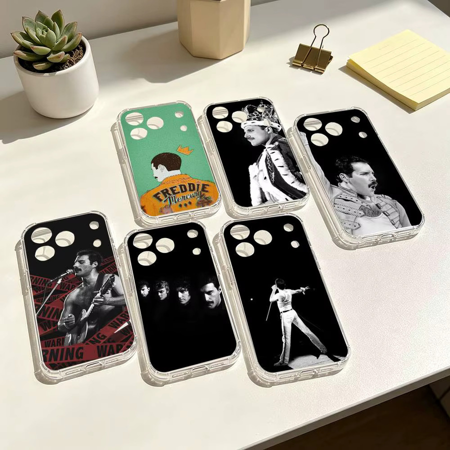Transparente Handyhülle mit Freddie Mercury Queen Band Motiv für dein iPhone (Modelle: 17 16 15 14 13 12 11 Pro Max Plus Mini) - Bild 2