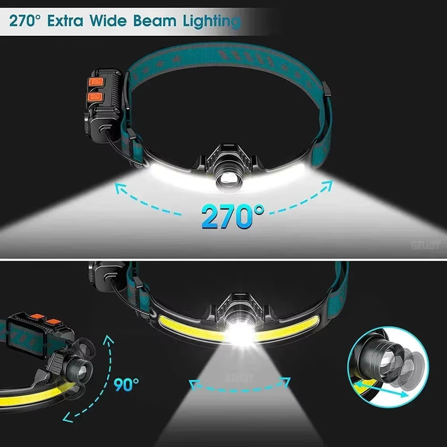 Heinast LED Taschenlampe mit XPG und COB Zoom, USB aufladbar, Schwarz - Bild 3