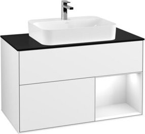 V&B Waschtischunterschrank Finion 100 mit Wandbeleuchtung, Farbe: Weiß lackiert, B/T/H: 100 x 50,1 x 50,1 cm - Bild 1