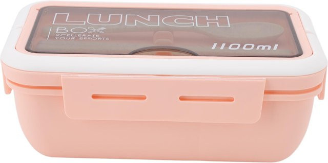 CosyHome Bento Box Lunchbox mit 2 Fächern und Besteck in Rosa, 1100 ml, auslaufsicher und luftdicht verschließbar - Bild 1