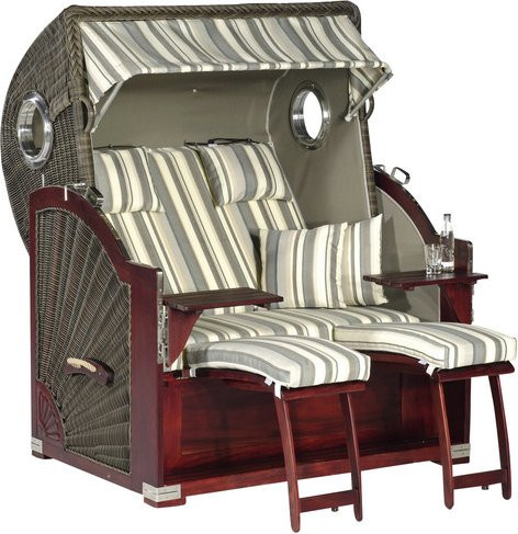 SUNNY SMART Strandkorb Rustikal Dreiviertellieger in Braun, B/H/T: 140 x 160 x 95 cm - Bild 1