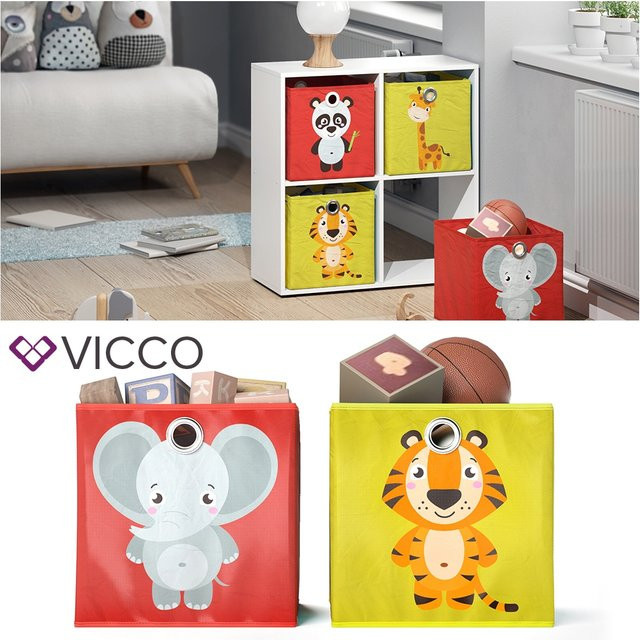 VICCO 2er Set Faltboxen aus Stoff in Multicolour, B/T/H: 30 x 30 x 30 cm - Bild 1
