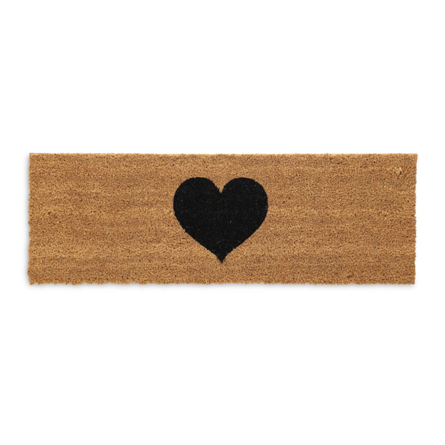 Relaxdays Fußmatte mit Herzmotiv aus Kokosfaser und PVC, Schwarz und Braun, Rutschfest und Wetterfest, B/T/H: 75 x 15 x 1 cm - Bild 2