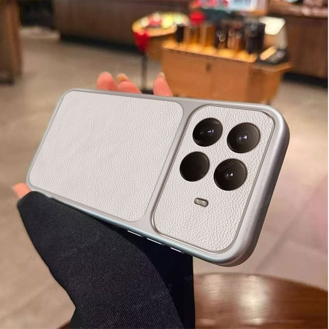 Xiaomi Mi 17T Pro Handyhülle aus Silikon mit Lychee-Ledertextur und Kameraobjektivschutz in Weiß - Bild 1