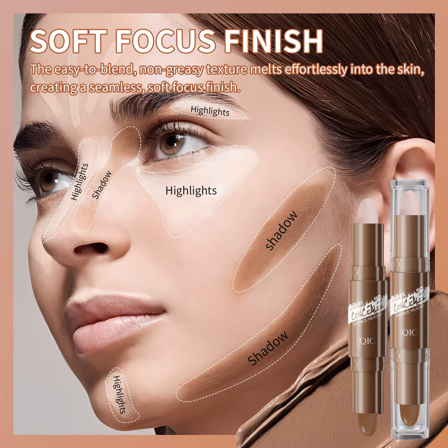 QIC Highlighter-Stift, doppelseitig, zur Gesichtskonturierung - Bild 4