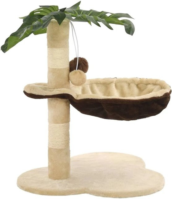 vidaXL Katzen-Kratzbaum mit Sisal-Kratzstange und integriertem Spielzeug in Beige und Braun - Bild 1