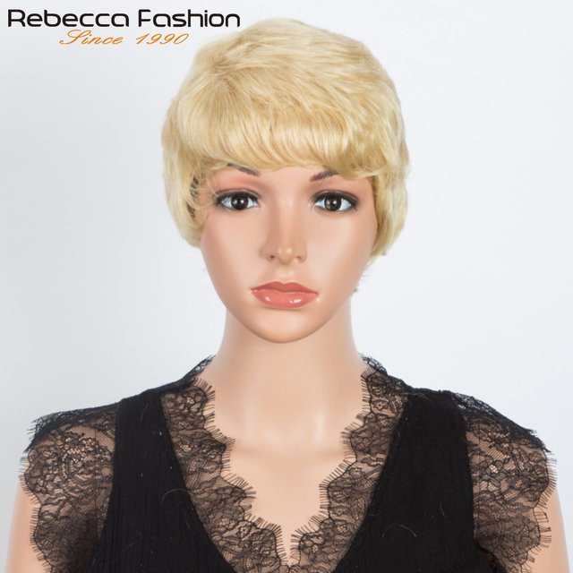 Rebecca 613 Blonde Pixie-Cut-Bob-Perücke aus 100% Echthaar, Damen - Bild 1