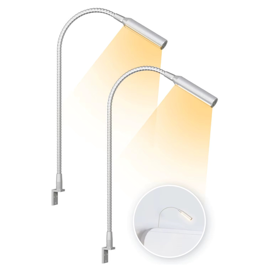 Ouelico LED-Leseleuchte mit biegbarem Arm und USB-Ladefunktion, dimmbar, Schwarz/Silber - Bild 5