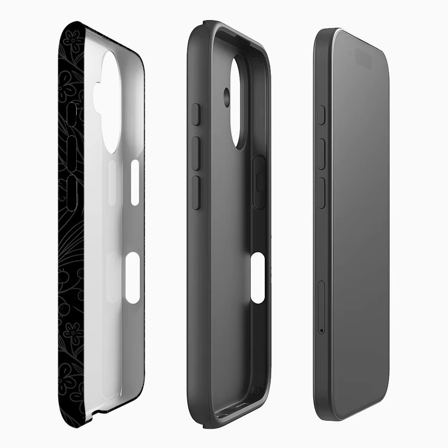 Potdemiel Handyhülle mit Blumenmuster in Schwarz für iPhone 17 16 15 14 13 Pro Max Plus, magnetische robuste Schutzhülle - Bild 2