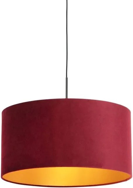 QAZQA Hängelampe mit Veloursschirm in Rot und Gold, Durchmesser: 50 cm, dimmbar, E27 - Bild 1