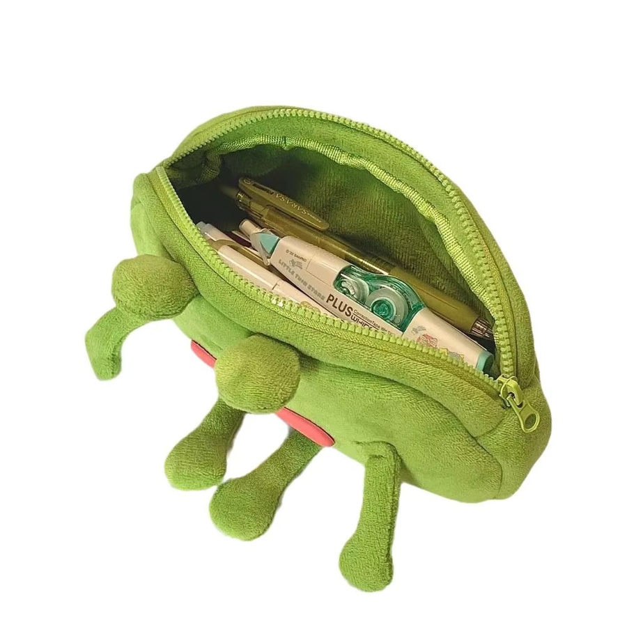 Kreative Frosch Federtasche in Grün und Weiß als praktische Aufbewahrungstasche für dein Schulbedarf - Bild 2
