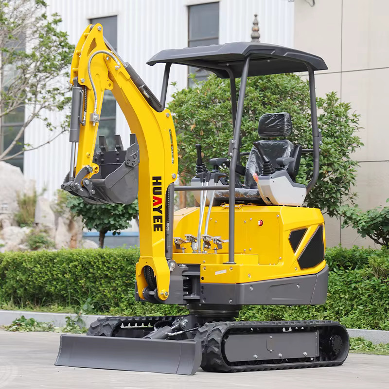 Huayee Mikro-Minibagger mit Hydrauliklöffel und Raupenantrieb in Gelb - Bild 4