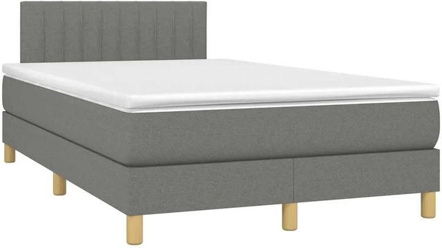 vidaXL Boxspringbett mit Matratze und LED-Unterbettbeleuchtung in Dunkelgrau, Hybrid-Bett mit USB-Ladeport und Taschenfederkern, B/T: 120 x 190 cm - Bild 1