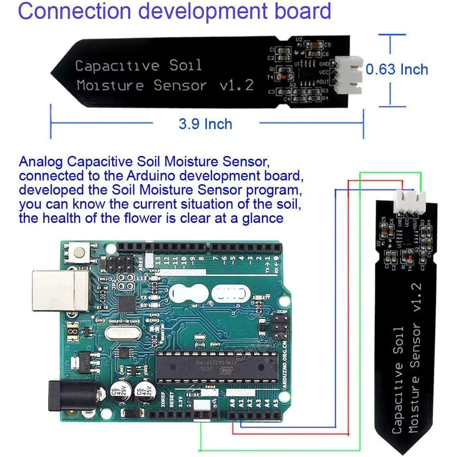 AOKIN Kapazitiver Bodenfeuchtigkeitssensor in Schwarz für Arduino und Gartenbewässerung - Bild 3