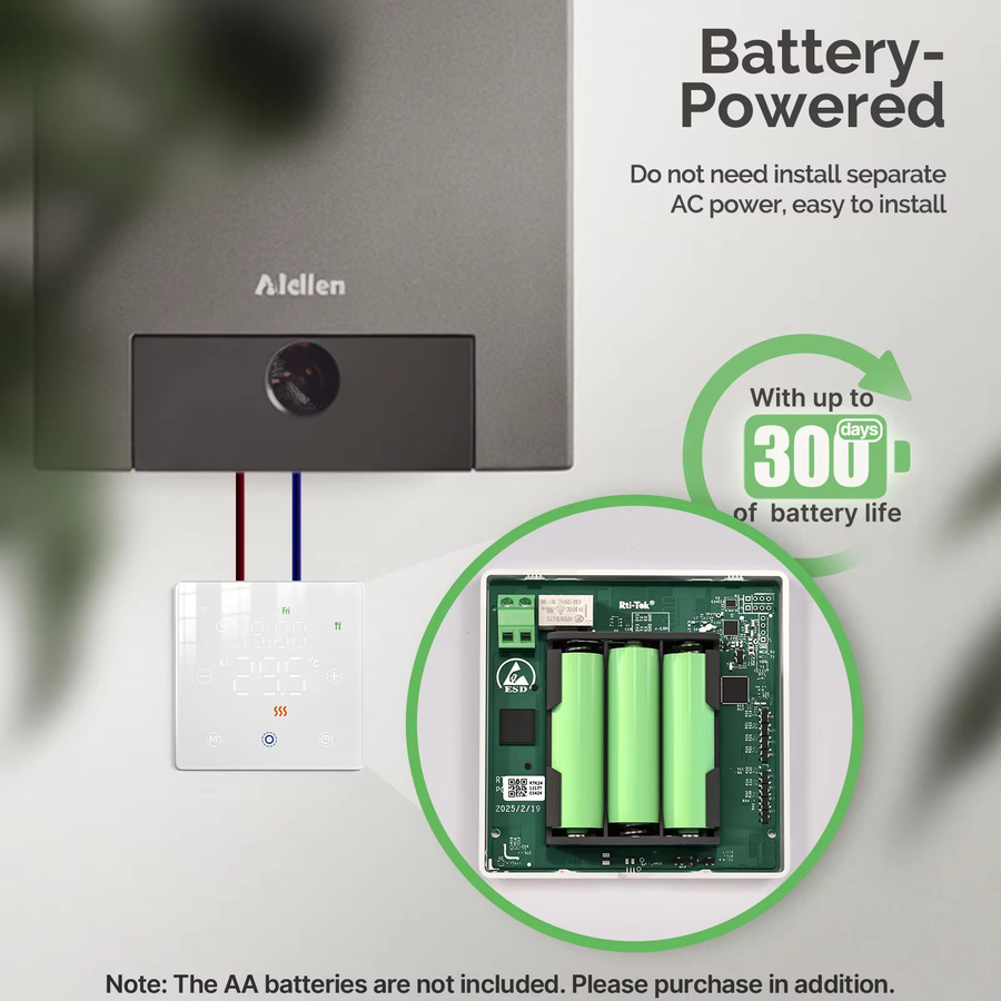 MOES Smart Thermostat Tuya WiFi/ZigBee Batteriebetriebener Temperaturregler für Gaskessel kompatibel mit Alexa und Google Home in Schwarz oder Weiß - Bild 2