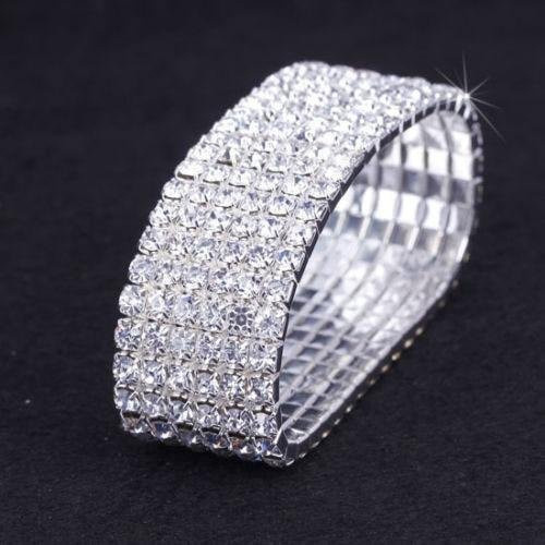 Stretch-Armband, Edelstahl, versilbert, Kristall, Damen - Bild 1